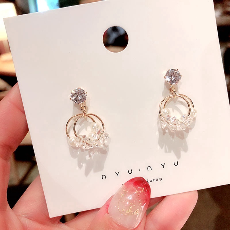 Anting Gantung Panjang Model Rumbai Dengan Mutiara Bahan Silver 925 Gaya Korea Untuk Wanita