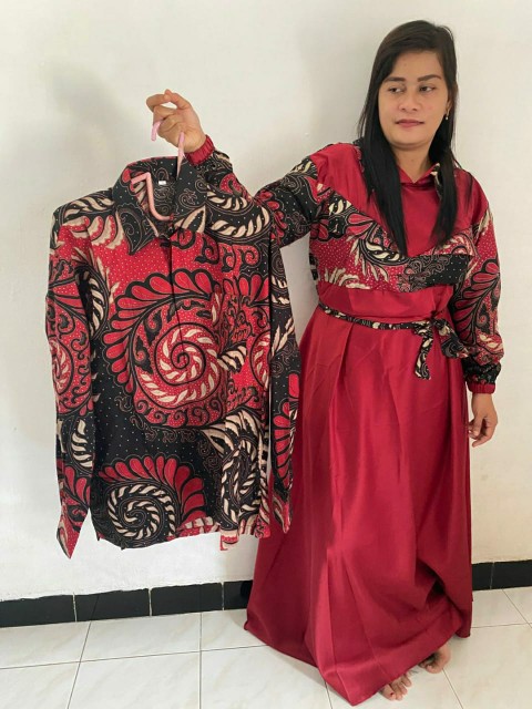 Hanggono Couple Ori Najwa/ Couple Batik / Gamis Batik Couple / Gamis Batik / Batik Couple /kemeja