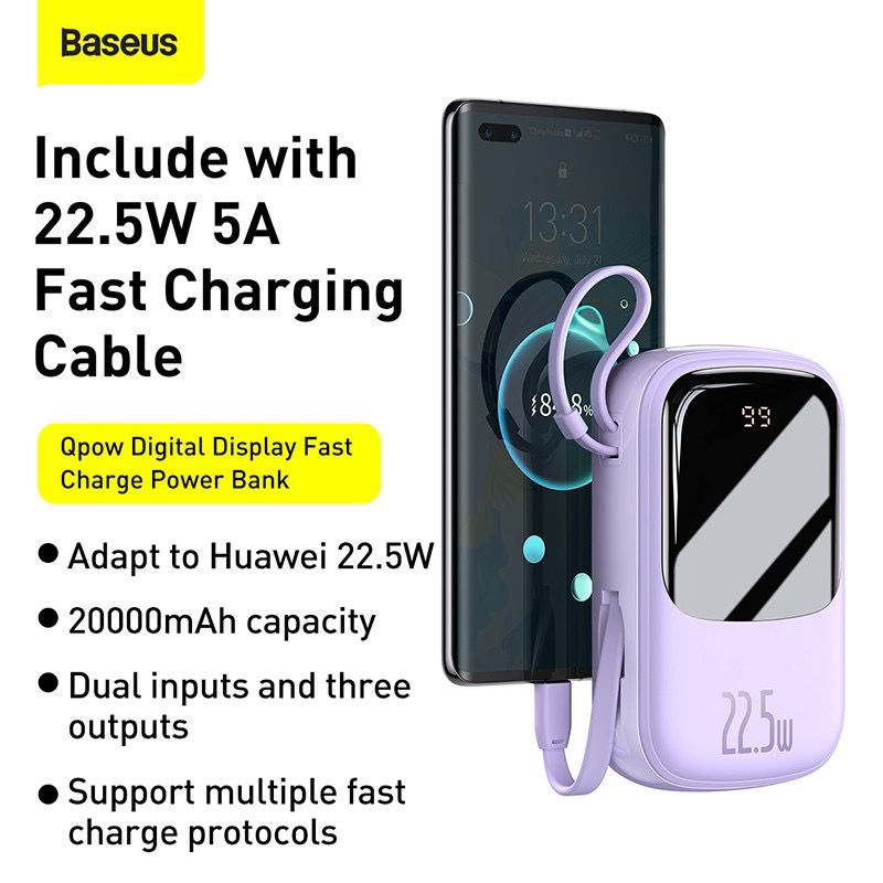 BASEUS Qpow Digital Display QC Powerbank 20000mAh 22.5W - PPQD-I