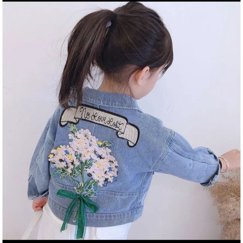 JAKET JEANS ANAK DAN DEWASA BORDIR FLOWER USIA ANAK  2TH-11TH MODEL TERBARU