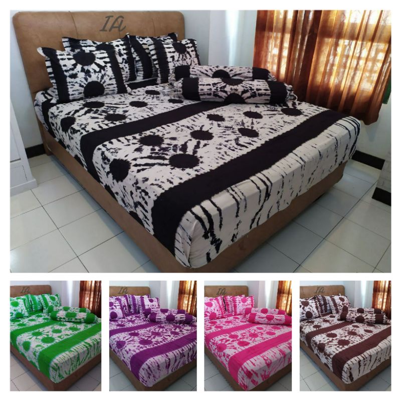 Sprei Batik 180x200x20 Motif Batik Pekalongan Katun Halus 4 Bantal 2 Guling Modern