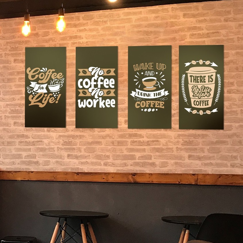 [Wall Aesthetic Id] Hiasan Dinding, Poster, Pajangan, Dekorasi Rumah Quotes Kopi (QP01-QP04)