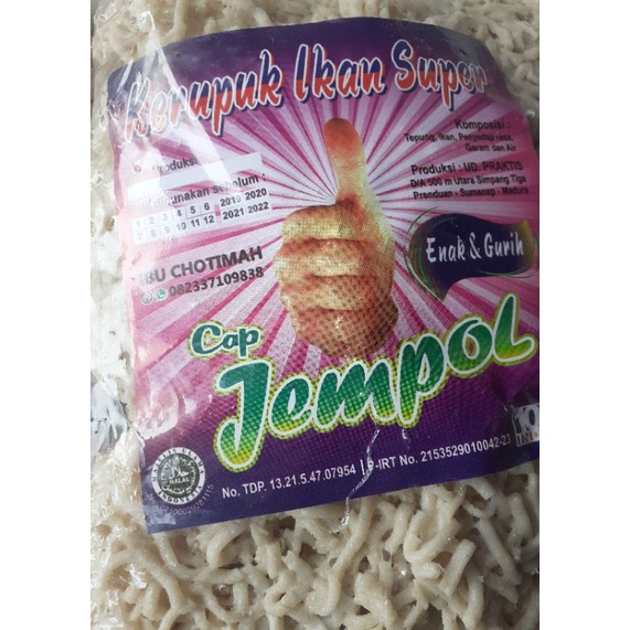 

Kerupuk Pattola ikan super cap jempol Khas Madura