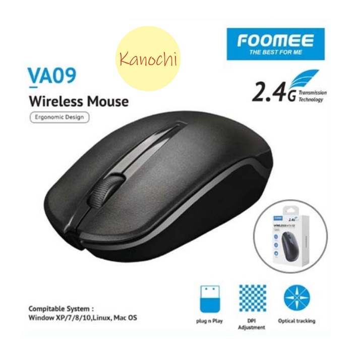 Mouse Wireless FOOMEE VA09 Ergonomic Design Transmission Range 2.4GHz