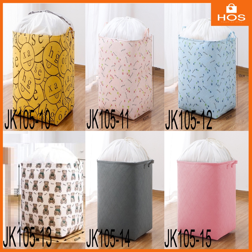 Tempat penyimpanan 105L Laundry keranjang penutup serut bag 50*40*50cm l Happyonshop