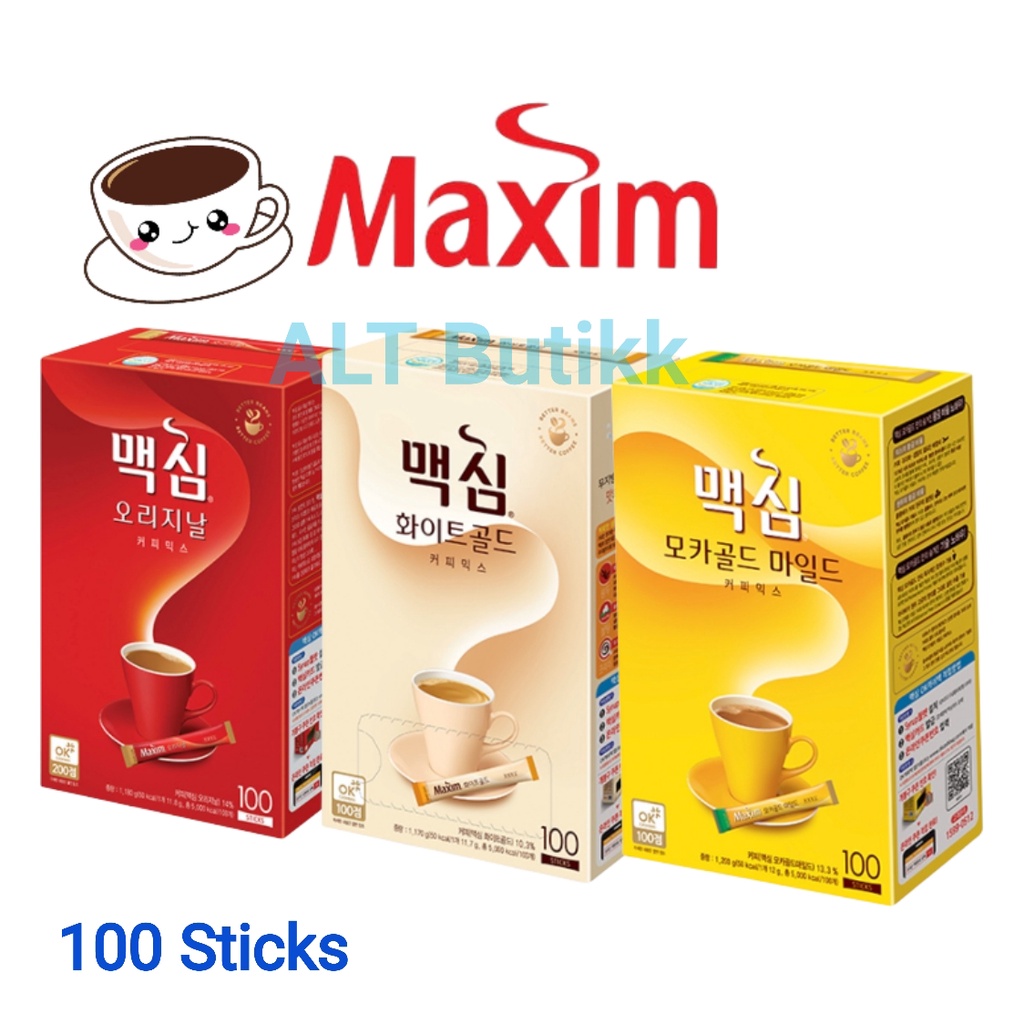 

MAXIM COFFEE 1 BOX isi 100 sachet | MOCHA GOLD / WHITE GOLD / ORIGINAL KOPI KOREA