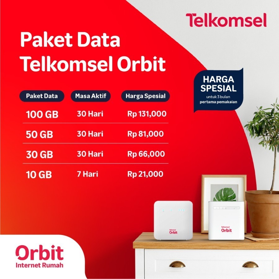 Telkomsel Orbit Star H1 Modem WiFi 4G High Speed Bonus Data / Orbit H1