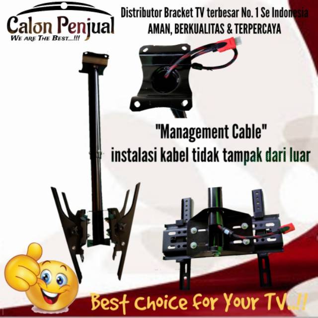 Bracket TV gantung twin 2 TV 14&quot; ~ 40&quot; IMPORT high Quality