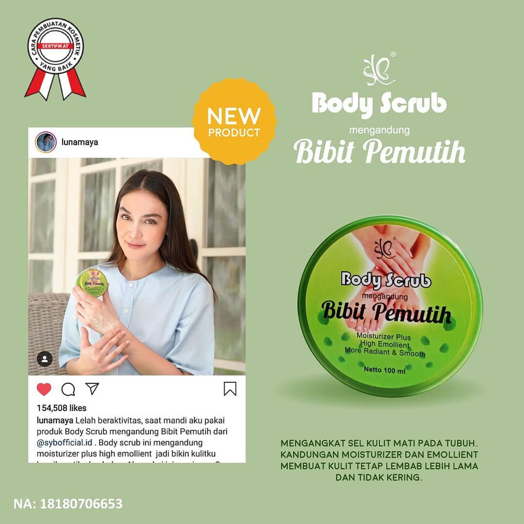 (BPOM) BODY SCRUB BIBIT PEMUTIH BY SYB