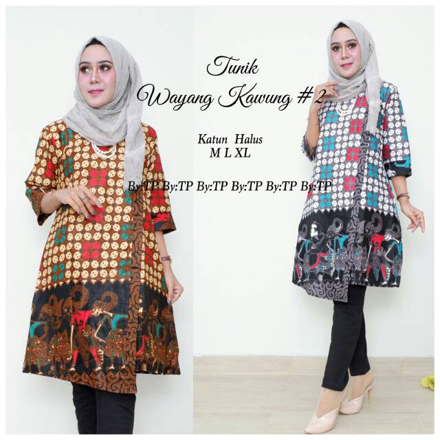 Tunik Batik Solo Motif Wayang Kawung Kombi Kode 2
