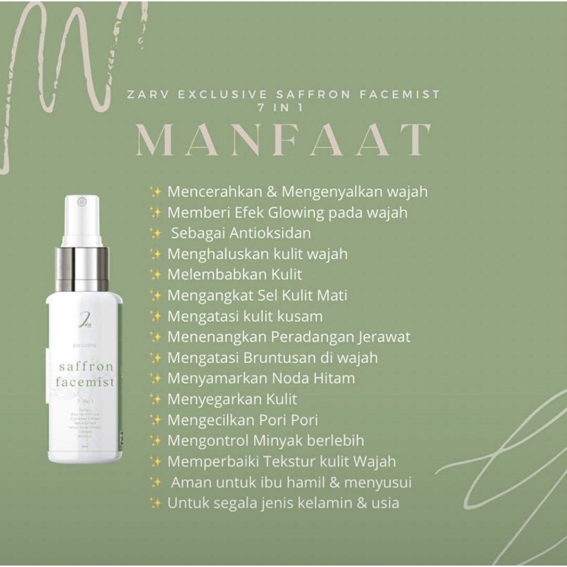 (FREE GIFT) SAFRON FACEMIST 7 IN 1 BY ZARV SKINCARE