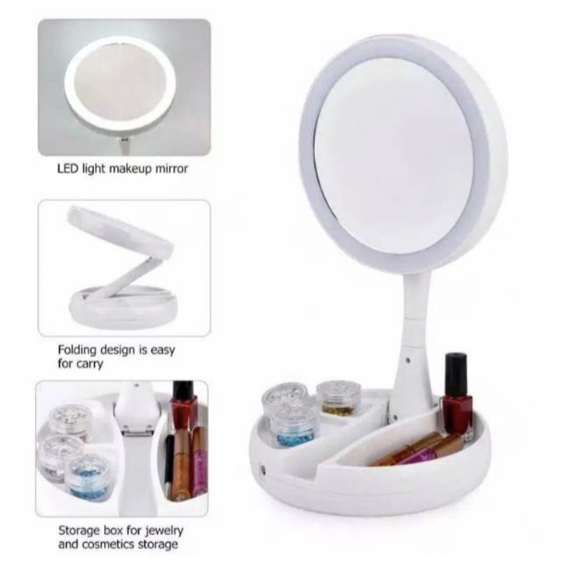 cermin make up LED/my fold away cermin/mirror led light/ring light