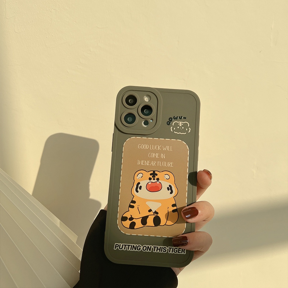 IPHONE Kartun Lucu Harimau Beruntung Penuh Pelindung Lembut Silikon Ponsel Case Cover Untuk Iphone7 8 PLUS X XR XS 11 12 13 14 MINI PRO MAX SE 2020