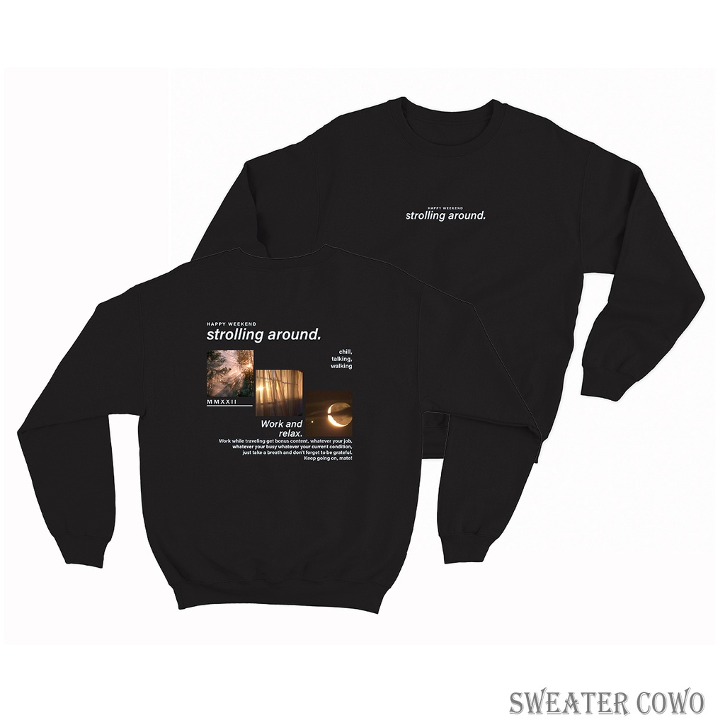 Sweaterpolos Basic Sweater STORILING AROUND ( Sablon ) Unisex Pria &amp; Wanita