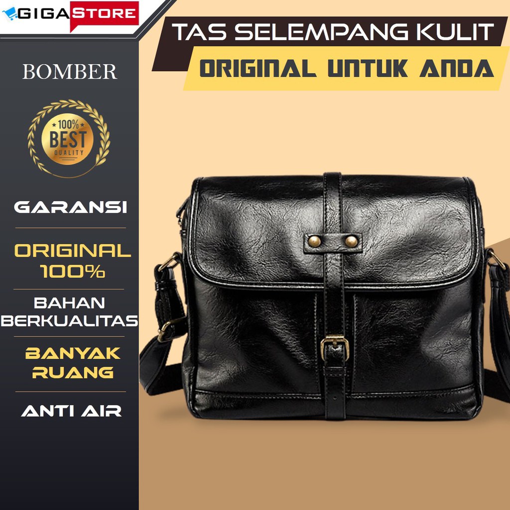 Tas Slempang Selempang Cangklong Pria Kulit Asli Sapi BMB Original Cowo Cowok Laki Laki Murah Import