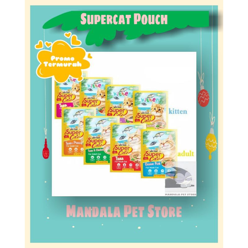 Supercat Wet Pouch Sachet 85GR All Varian Murah / MAKANAN KUCING SUPERCAT WET POUCH MURAH