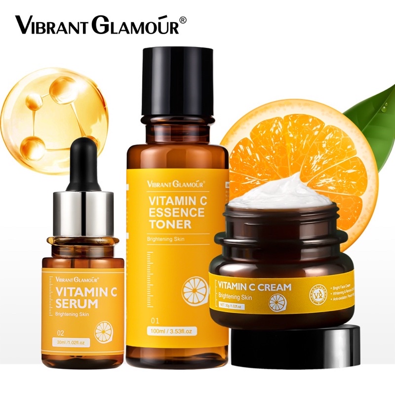 PAKET LENGKAP SIANG/PAGI VITAMIN C VIBRANT GLAMOUR (toner, serum, cream)