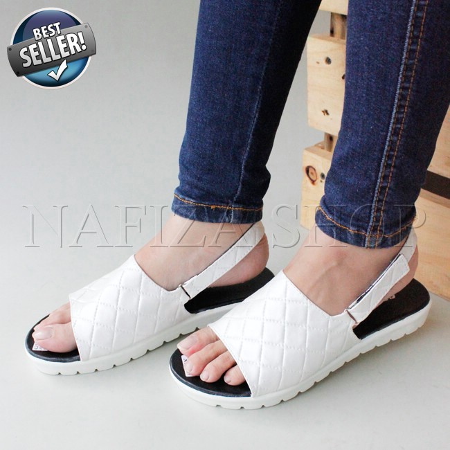 *MURAH* SEPATU SANDAL PLATFORM CHANNEL EMBOSS PUTIH
