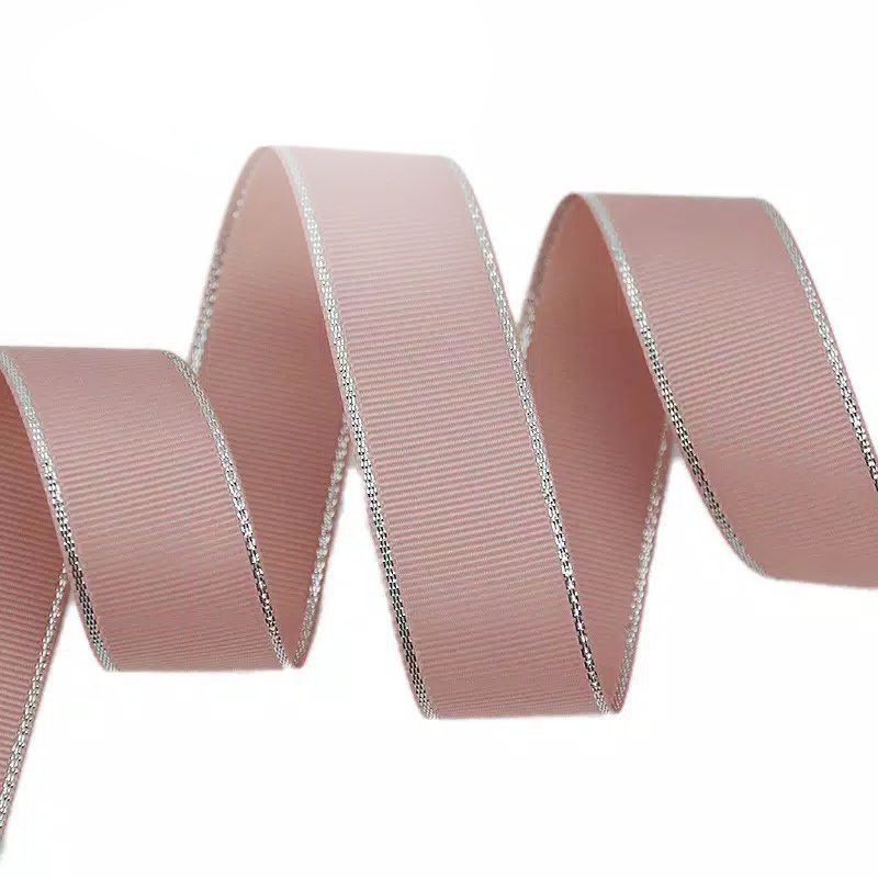 

Pita grosgrain pink meat list silver ukuran 25 mm.