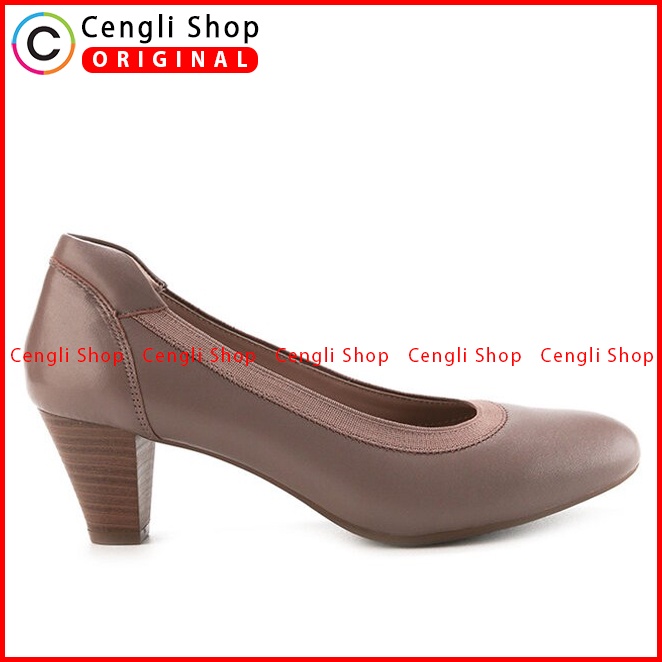 SEPATU HEEL KULIT OBERMAIN HEELS WANITA ORIGINAL BRANDED COKLAT OW03