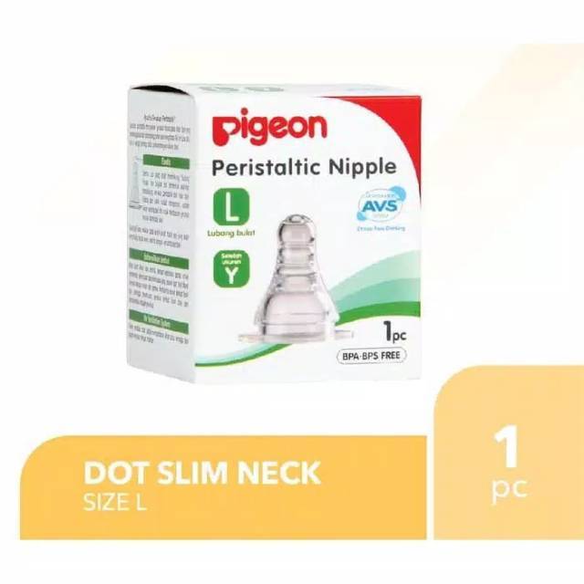 PIGEON Peristaltic Slim Neck Nipple 1 Box L/ Dot Bayi