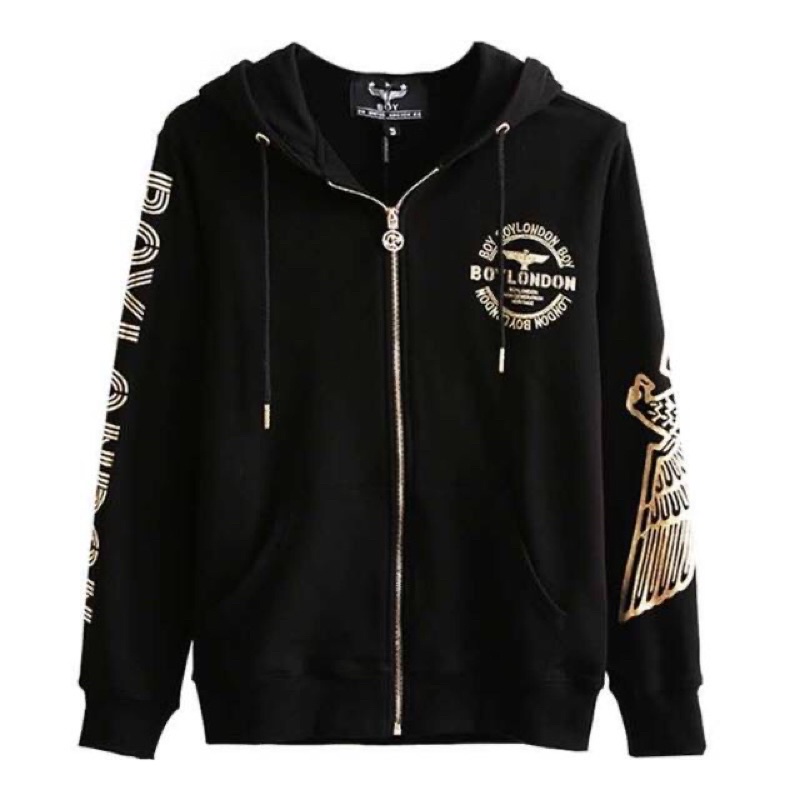 BOY28 SWEATER HOODIE BOY LONDON GOLD ZIPPER ULAR IMPORT PRIA WANITA ASIA EROPA KOREA AMERIKA