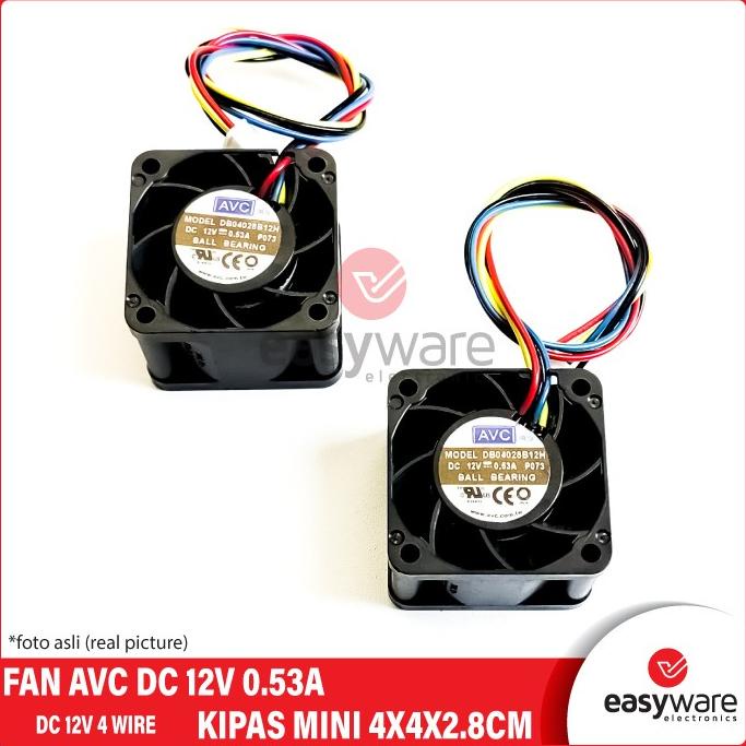FAN AVC DC 12V 4x4x2.8 CM 4 WIRE FAN MINI KIPAS MINI DC 12V easywa53 Berkualitas