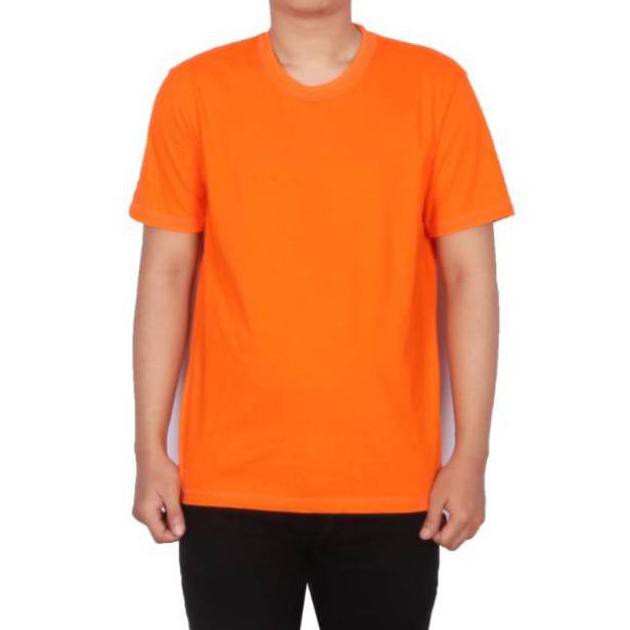 KAOS POLOS BAHAN COTTON COMBET 30S PRIA WANITA ORANGE WAME POLOS BAPAK ANAK JEANS LEVIS