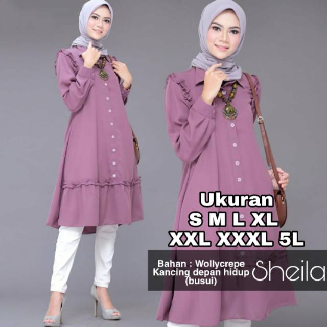 Sheila Tunik Big Size Ukuran Size S M L XL 2XL 3XL 4XL XXL XXXL  XXXXL 2L 3L 4L 5L  Tunik Wanita Jumbo Big Size Over Size