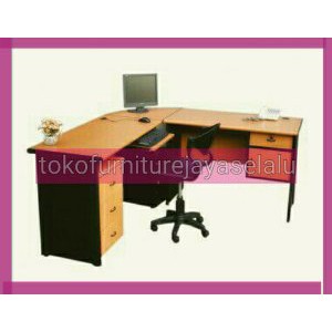 Dijual meja kerja Letter L  tanpa Laci dorong keyboard try  Murah