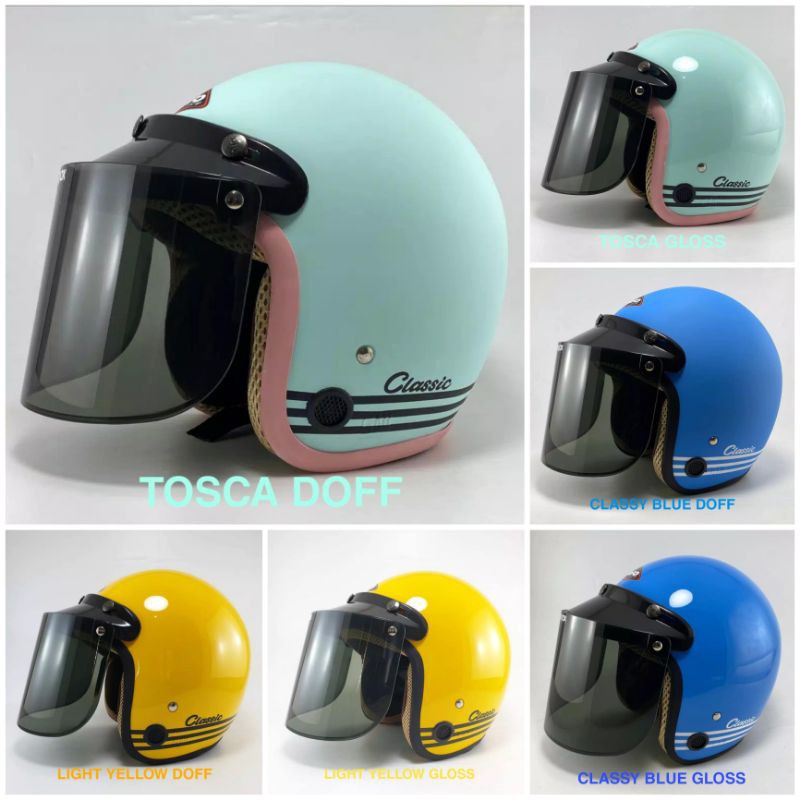 Helm Bogo Retro Wanita Dewasa dengan Warna Pastel