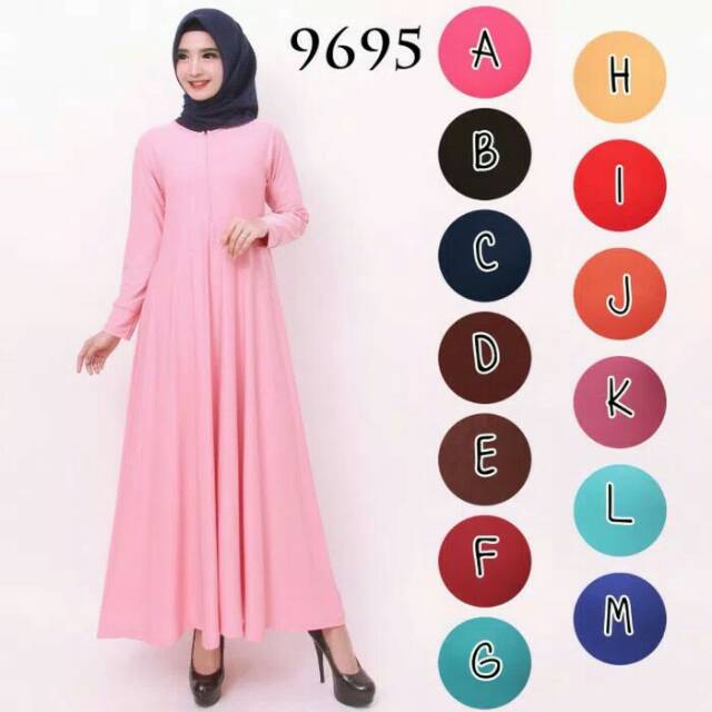 Gamis Jersey / Gamis Polos / Gamis Busui Rok Payung /Baju Gamis Wanita - PINK ON MODEL