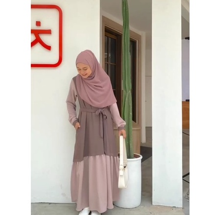 REIKA GAMIS Kombinasi/Gamis remaja Syari kekinian.Ootd gamis