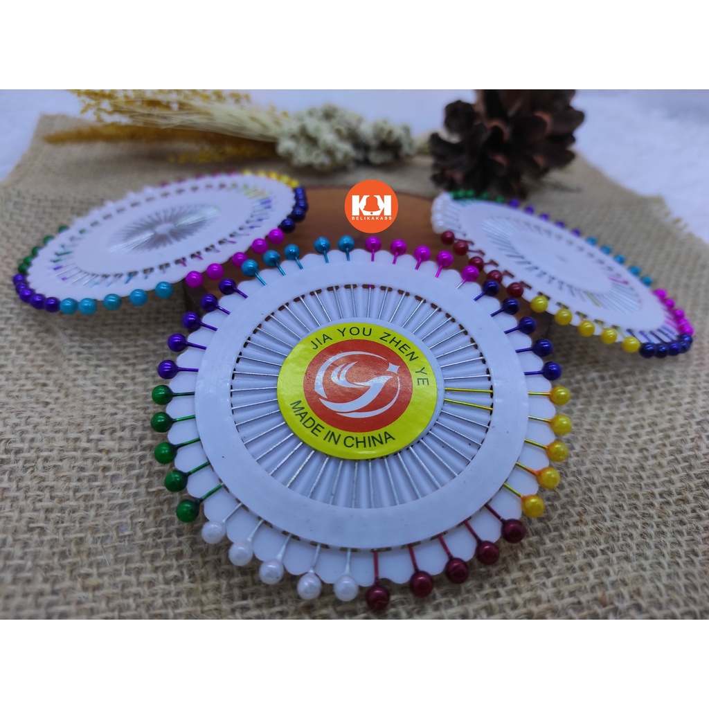 (12 SET) JARUM PENTUL PIRING BULAT MUTIARA WARNA WARNI / JARUM PENTUL PIRING / JARUM PENTUL BULAT / JARUM PENTUL LINGKAR PIRING / JARUM PENTUL BUNDAR