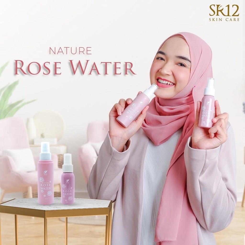 Nature Rose Water SR12 Air Mawar Setting Spray melembabkan Kulit Membantu Make Up Tahan Lama Herbal BPOM