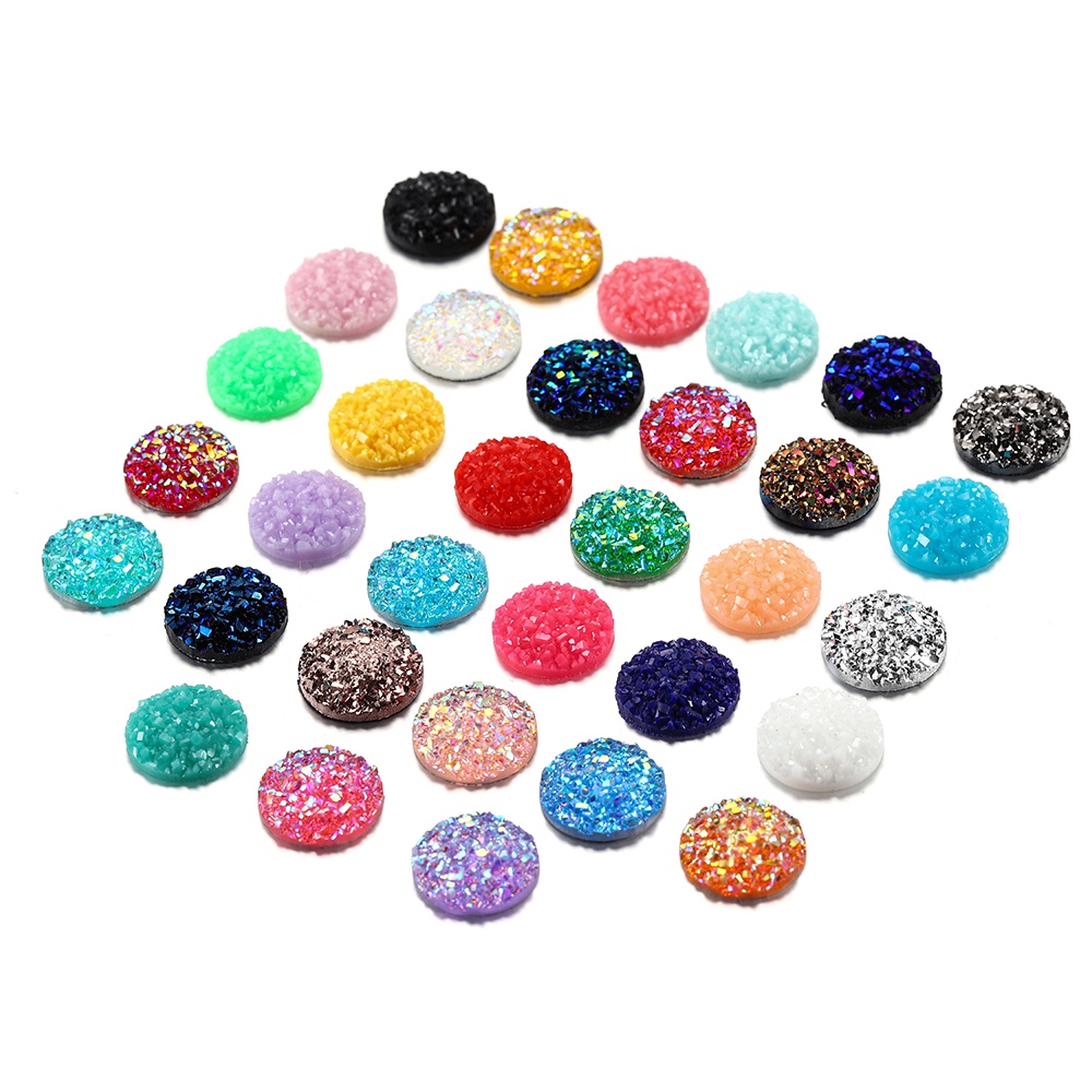 30Pcs/Lot 12mm Campuran warna resin bulat cabochon patch kecil DIY membuat perhiasan persediaan