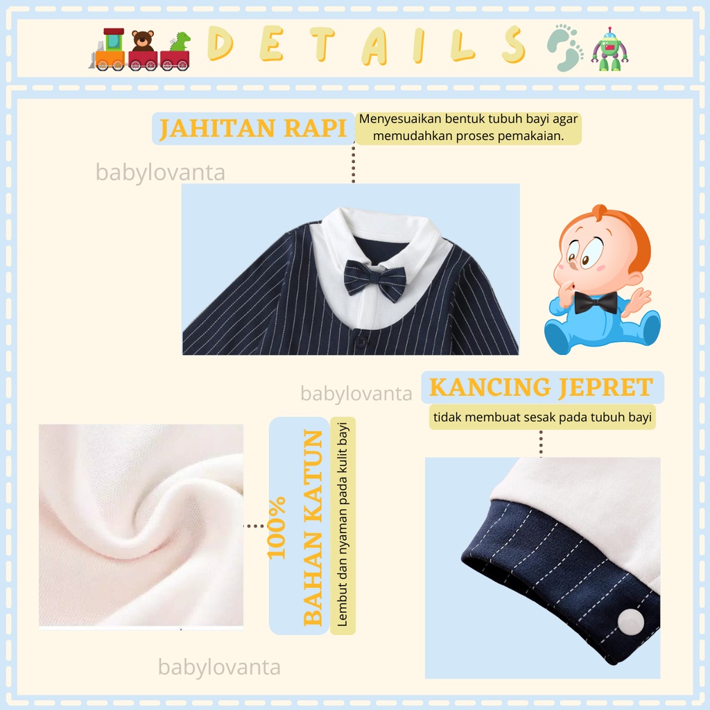 [COD] baju bayi premium elit import korea motif TUXEDO ELEGANT NAVY / jumper keren anak laki-laki premium BA-245/Babylovanta