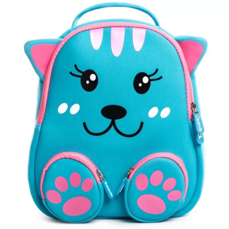 tas ransel anak lucu imut paud tk sd biru abu pink motif kucing kado hadiah murah anak perempuan cewek