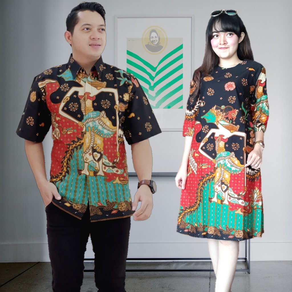 BAJU COUPLE, SARIMBIT DRESS BATIK WAYANG KUNTHI, DRESS  BATIK COUPLE PASANGAN
