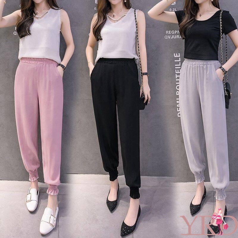 Celana Panjang Wanita Model Mid Waist dengan Tali Serut Celana Panjang Wanita Model Mid Waist dengan Tali Serut