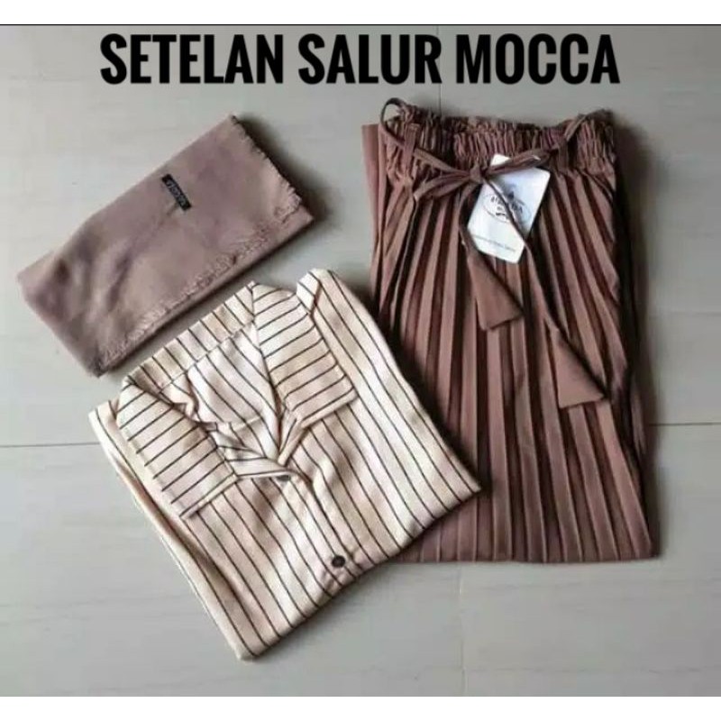 Setelan Premium 3in1 Plisket Mocca