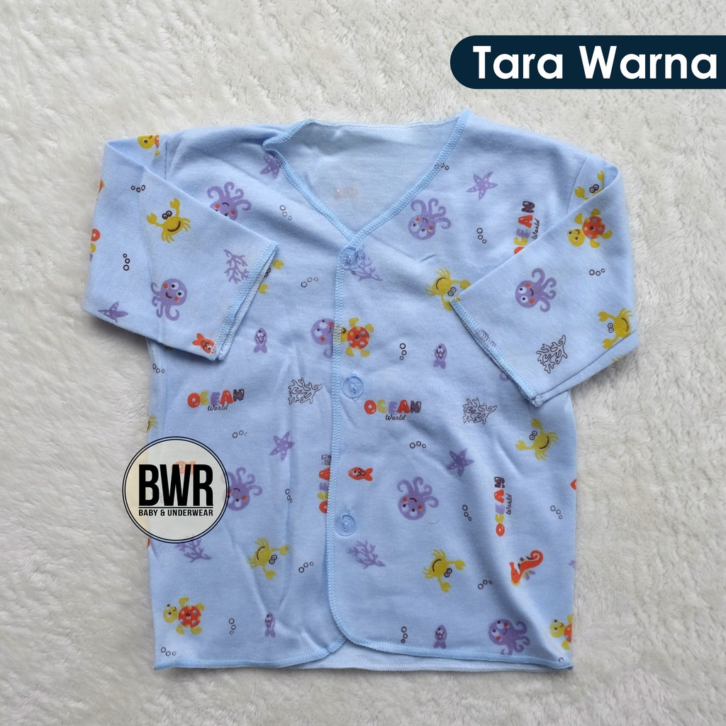 [6 pcs] - Baju Tara Warna PANJANG [ IV H2 ] Baju Bayi Kancing Motif OCEAN World