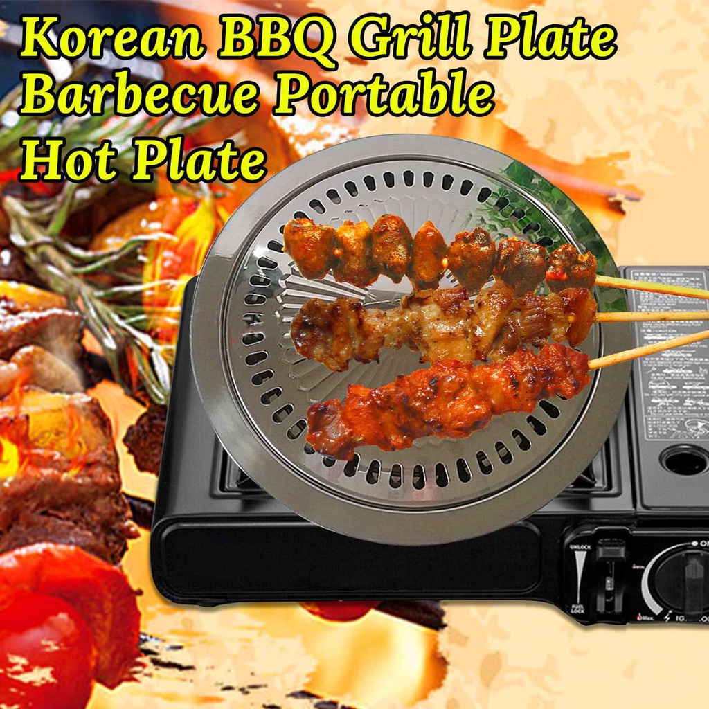 32CM Korean BBQ Pan Memanggang Panci  Non Stick  Grill Pan Alat Panggang Portable Serbaguna Praktis