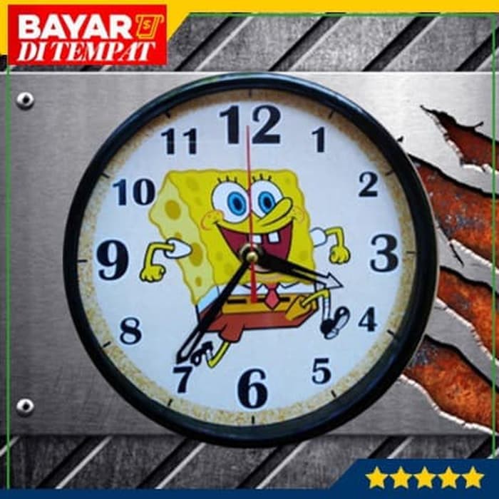 Jam Tempel Dinding Wall Clock Murah Kartun SPONGEBOB MF2056