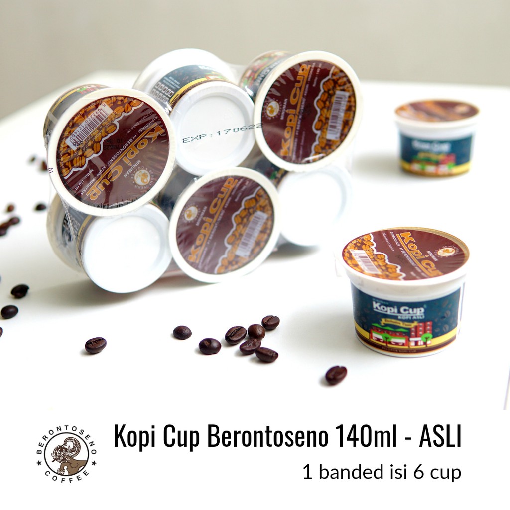 

Kopi Cup Berontoseno 140ml rasa Asli | CREAM per Banded isi 6 cup mini