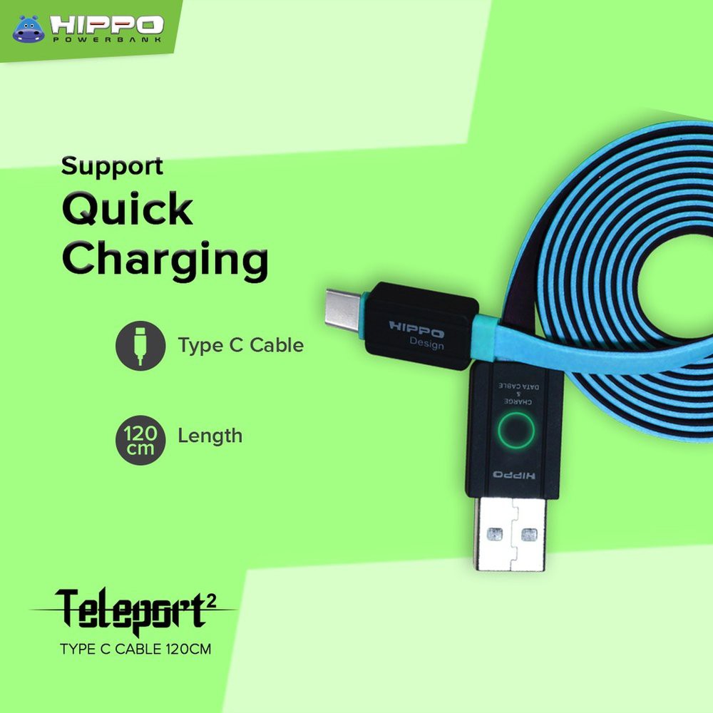 Kabel Charger Type C 120Cm Hippo - Kabel Data &amp; Charger Teleport