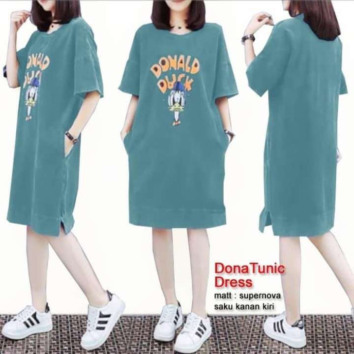 LVB - (GRATIS ONGKIR &amp; COD) Baju Tunik Wanita NANA DONA /uk. L - XL - XXL - 3XL/NEW 2021/Terbaru,Terlaris dan Termurah/Baju Wanita Korea/Baju Motif Kartun Donald Duck/Gamis Adem/Fashion Muslimah Muslim/Tunik/Atasan/Kasual/63051 63052/Sweet Ideal Style