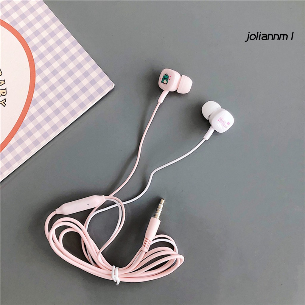 Earbud Kartun Lucu Universal Bass In-Ear Earphone Mic Kabel Dengan Kotak Penyimpanan