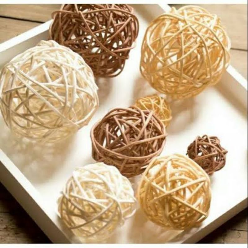 10pcs Bola Rotan Rattan Ball 3cm Mainan Gigit Burung Hewan Peliharaan FEFARM