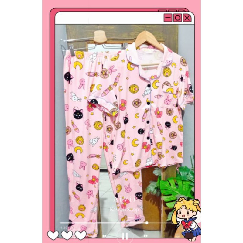 PIYAMA SAILOR MOON LUNA PINK PATTERN LONG PANTS